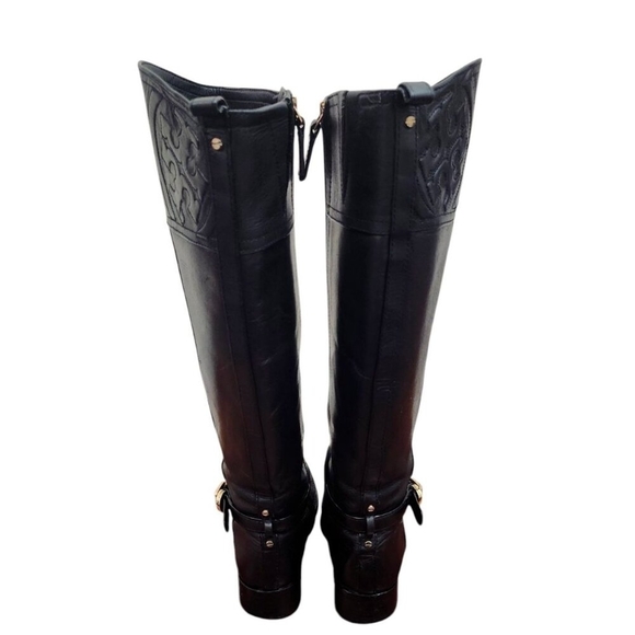 TORY BURCH Marlene Round-Toe Knee-High Black Leather Riding Boots Size 7.5 M - Picture 10 of 16